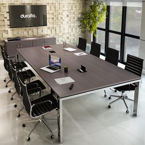 mesa de reunião com pés cromados